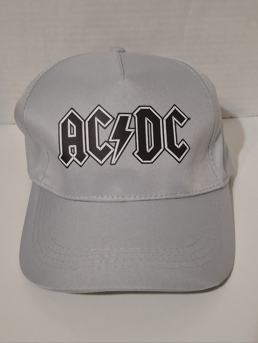 ACDC Gray Ball Cap with Black Logo Official Merch Rock Band Hat Angus Young OSFA